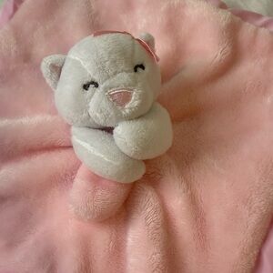 Carters Lovey Kitty Cat Pink White Satin Trim And Back Security Blanket Plush
